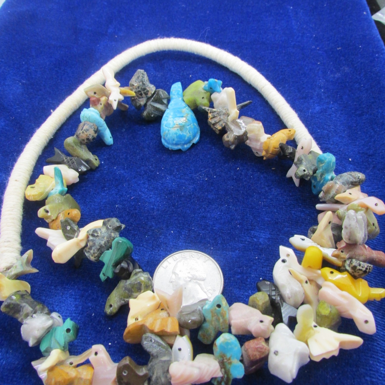 VINTAGE SOUTHWEST N.A. FETISH NECKLACE WITH SQUAW WRAP