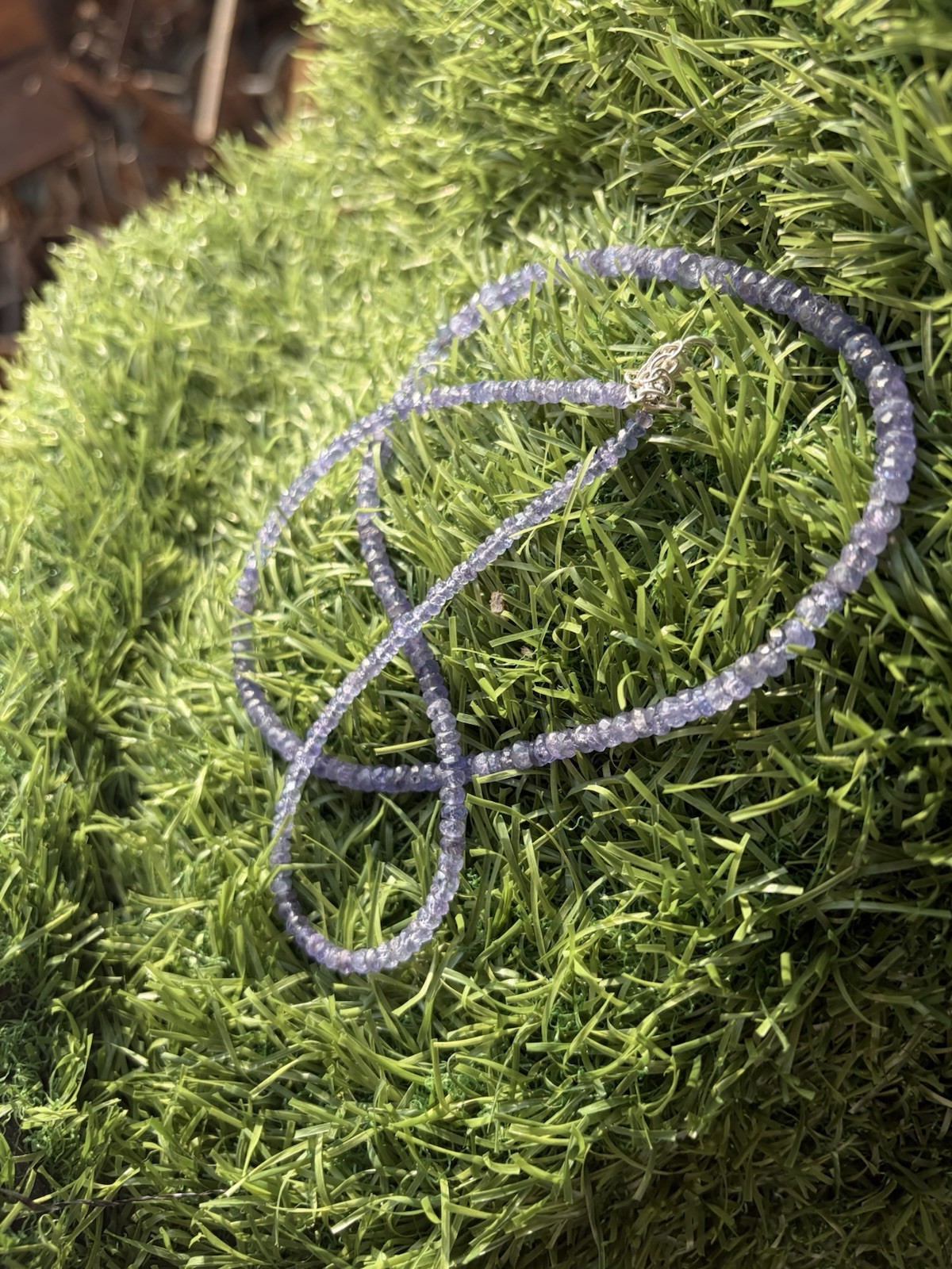 Tanzanite Necklace 20” 4-5mm Faceted Round Beads with Sterling Silver Clasp