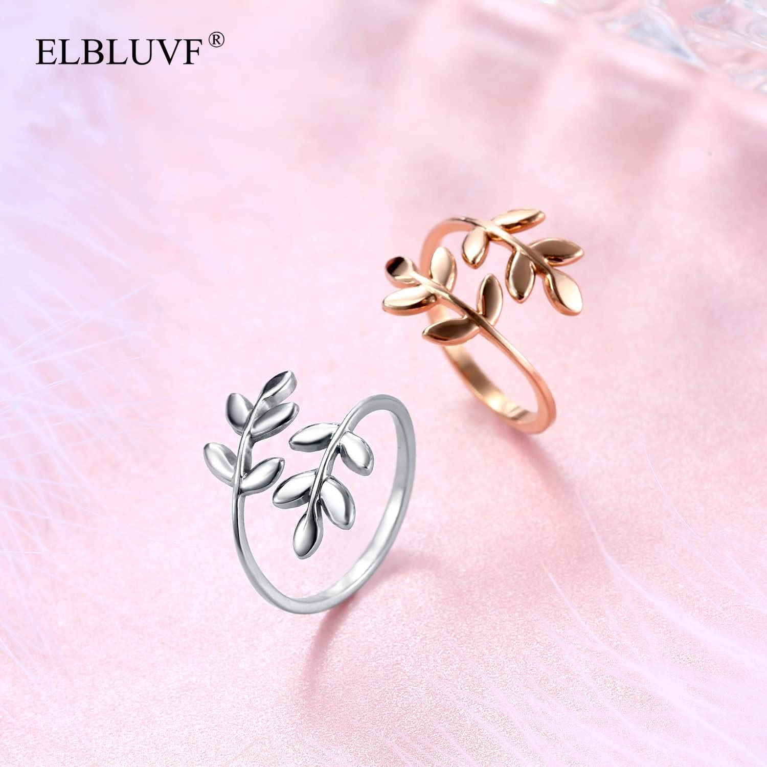 18K Stainless Steel Silver Gold Rose Gold Plated Leaves Leaf Laurel Adjustable B