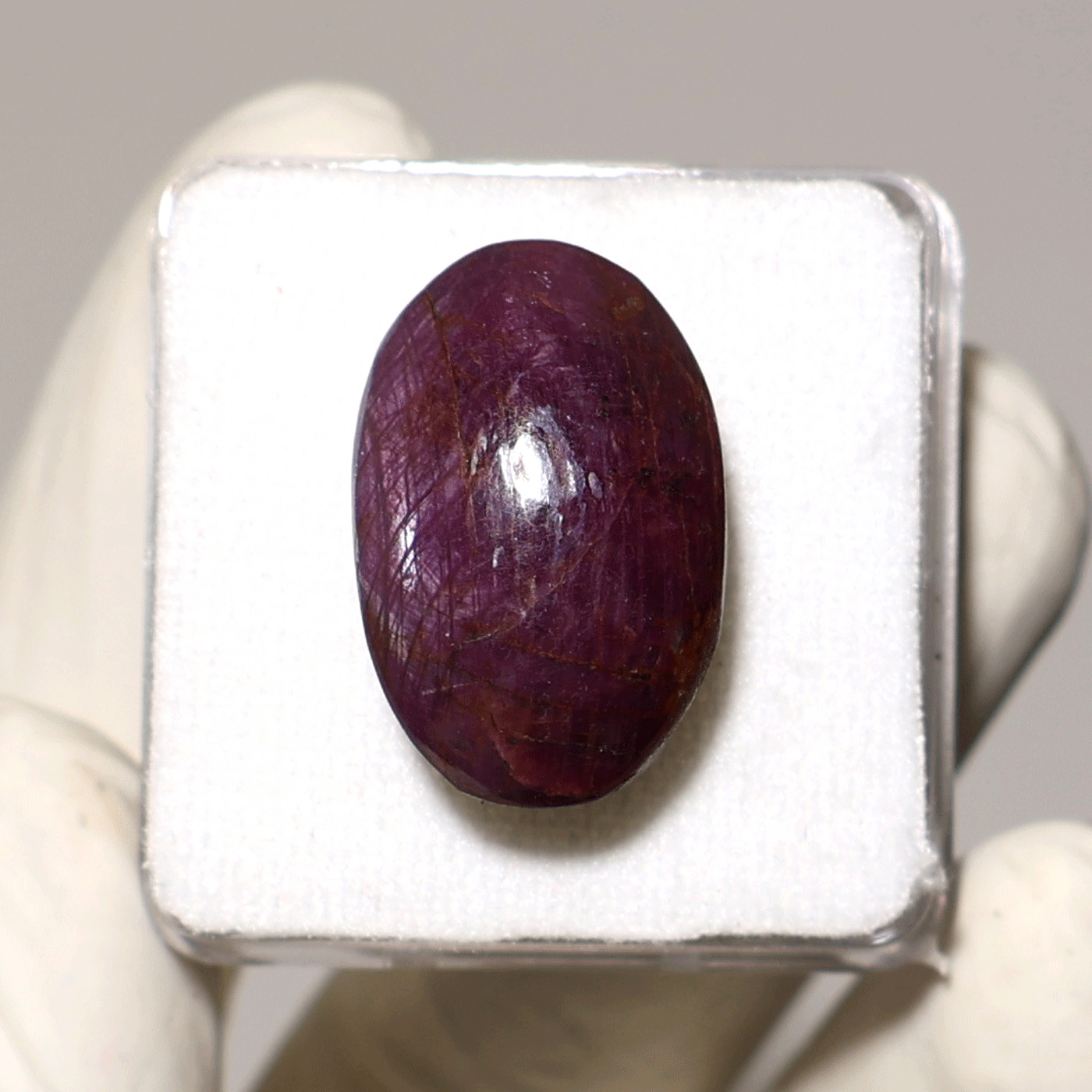 60 CT Red Star Ruby Cabochon — 24mmx16mm Subtle Asterism Hi-Grade Oval Gemstone
