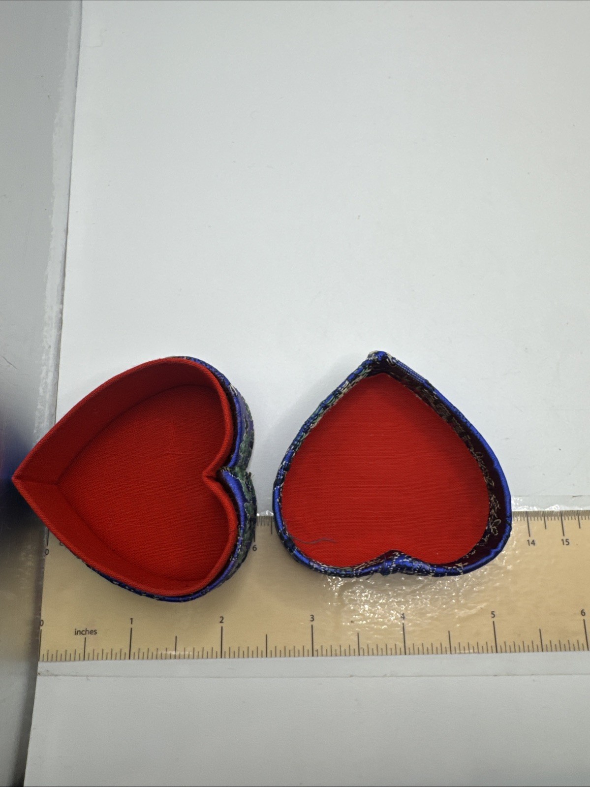 Set Of 2 Asian Ring Jewelry Box Compact Fabric Floral Portable – Heart Shaped