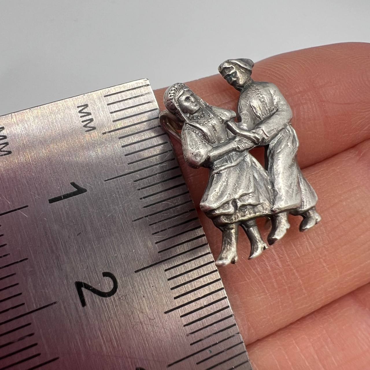 1968 Vintage Ukrainian 875 Silver Brooch Hopak Dance Folk Costume Pin Ukraine