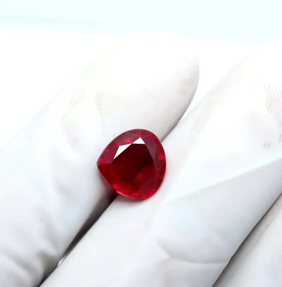 Natural Red Ruby Pear Cut 4.30 Ct Certified Loose Gemstone With Free Gift