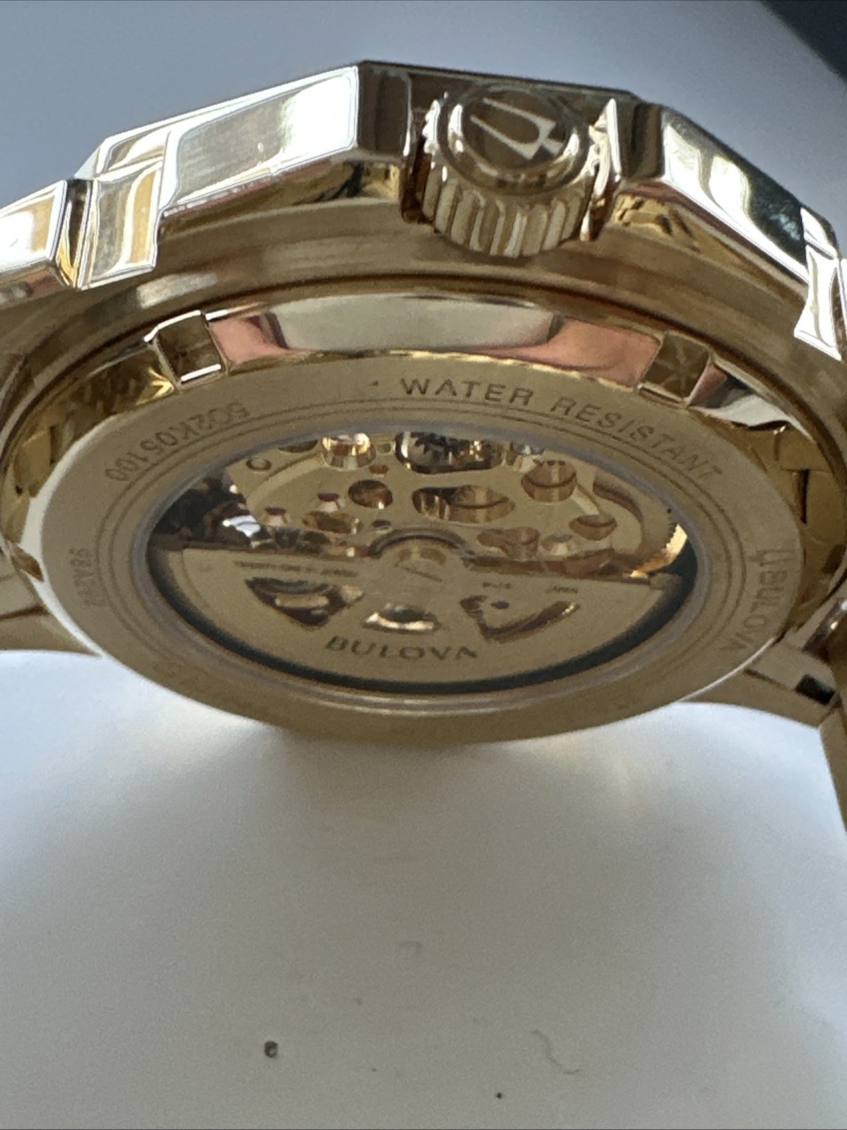 Bulova Men’s Crystal Automatic Skeleton Gold Stainless Steel Watch 42 MM 98A292