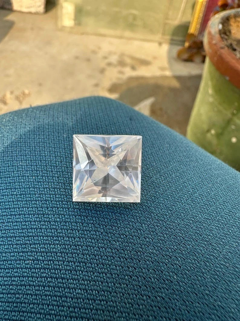 Cambodian Natural White Zircon Princess 7.65 Ct GIE Certified Loose Gemstone