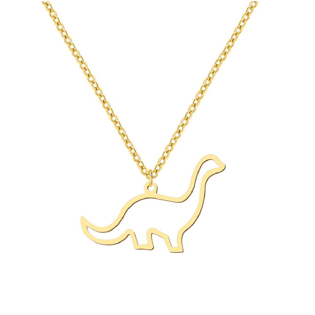 DINOSAUR NECKLACE Brontosaurus Silver or Gold Stainless Steel Pendant 18″ Chain