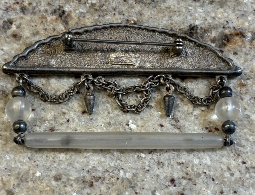 VTG AJC Brooch Pin Silver Tone Dangling Articulated A.J.C Brooch Pin