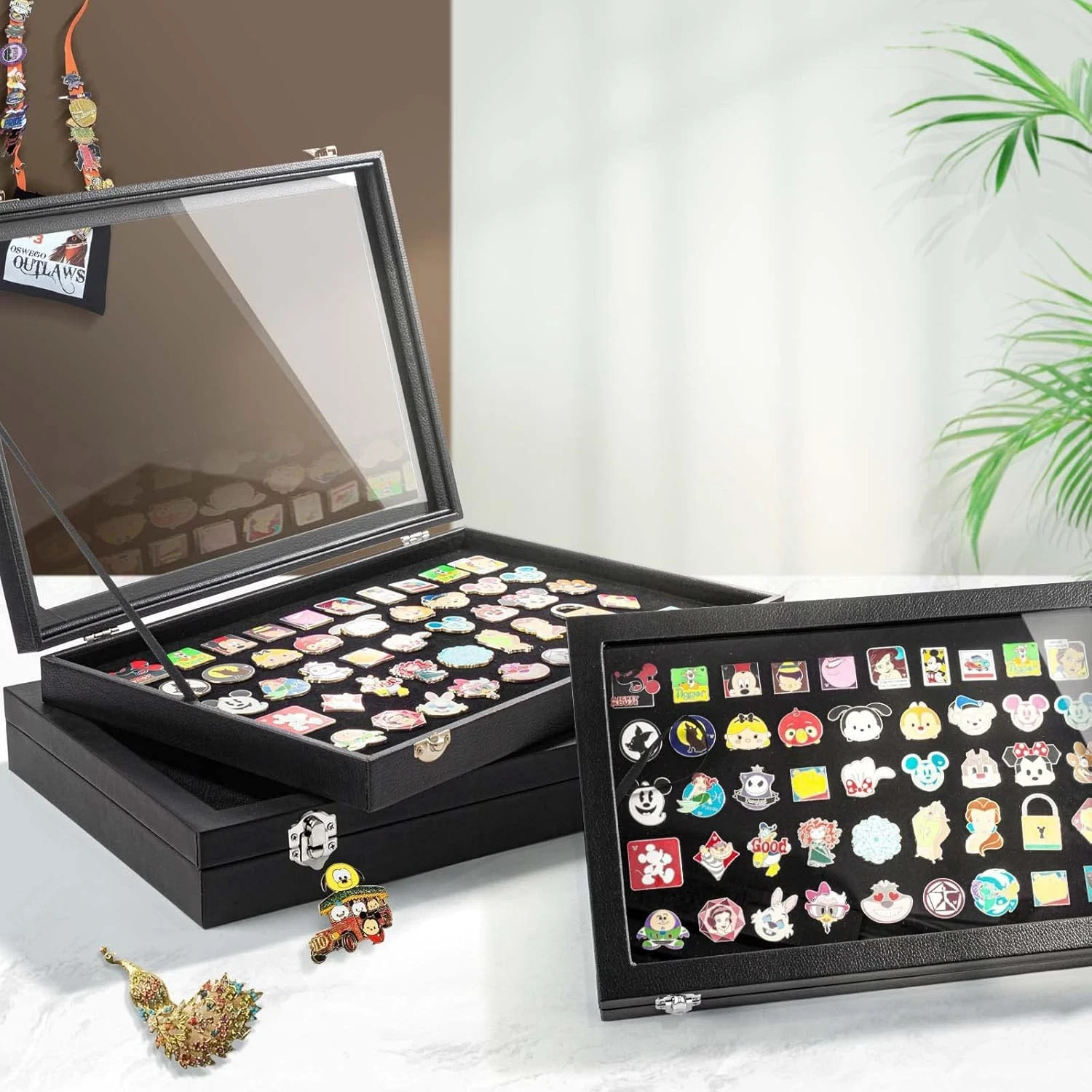 Enamel Pin Display Case, Pin Collection Holder, 14″ X 9″ Shadow Box Frame for Pi