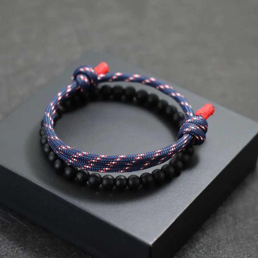 2PCS Handmade Paracord Bracelet Set for Men – Adjustable Summer Nautical Style