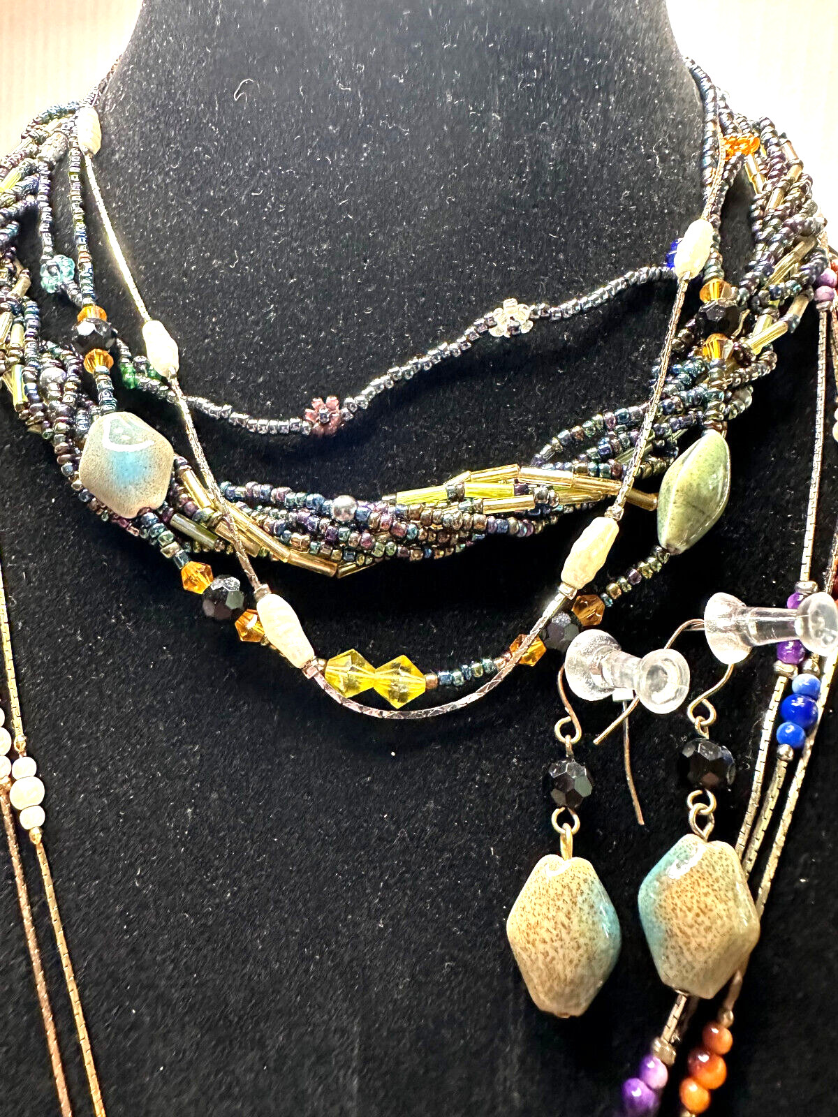 Lot of 9 Necklaces, 1 Matching Set of Earrings, Some Marked Korea