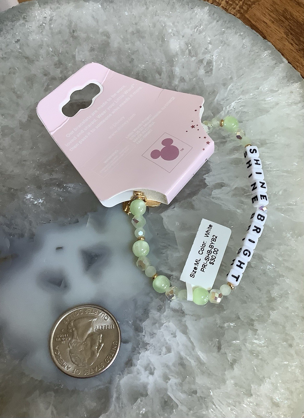 Little Words Project Disney Princess Tiana “SHINE BRIGHT” Bracelet Sz M/L, NWT