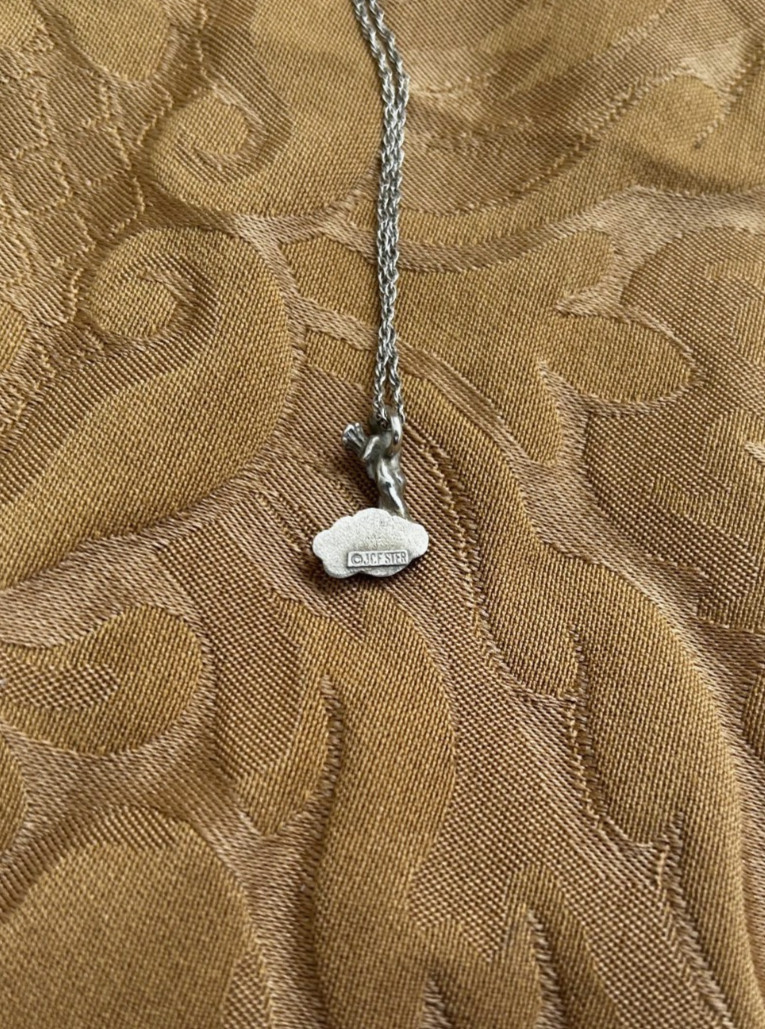 Vintage JCF Sterling Silver Tuesday Child Pendant Necklace Original Chain