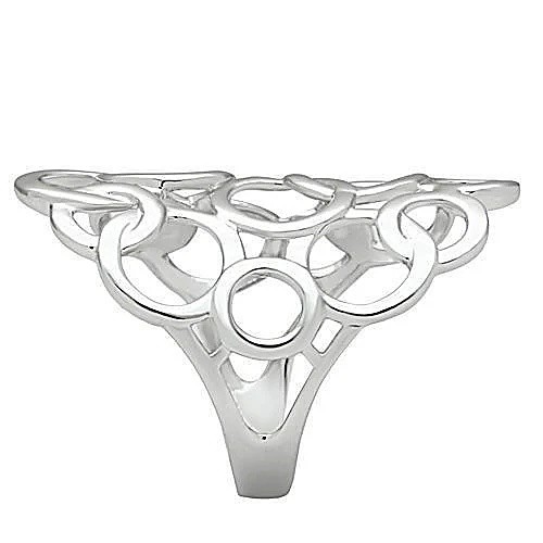 Women’s Cocktail Ring, Rhodium Plated, Brass, Open Circle, Wide Band