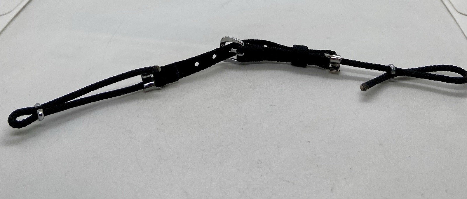 NEW NOS VINTAGE WATCH BAND Black CORD Unique BUCKLE CLOSE Adjust Length To Fit U