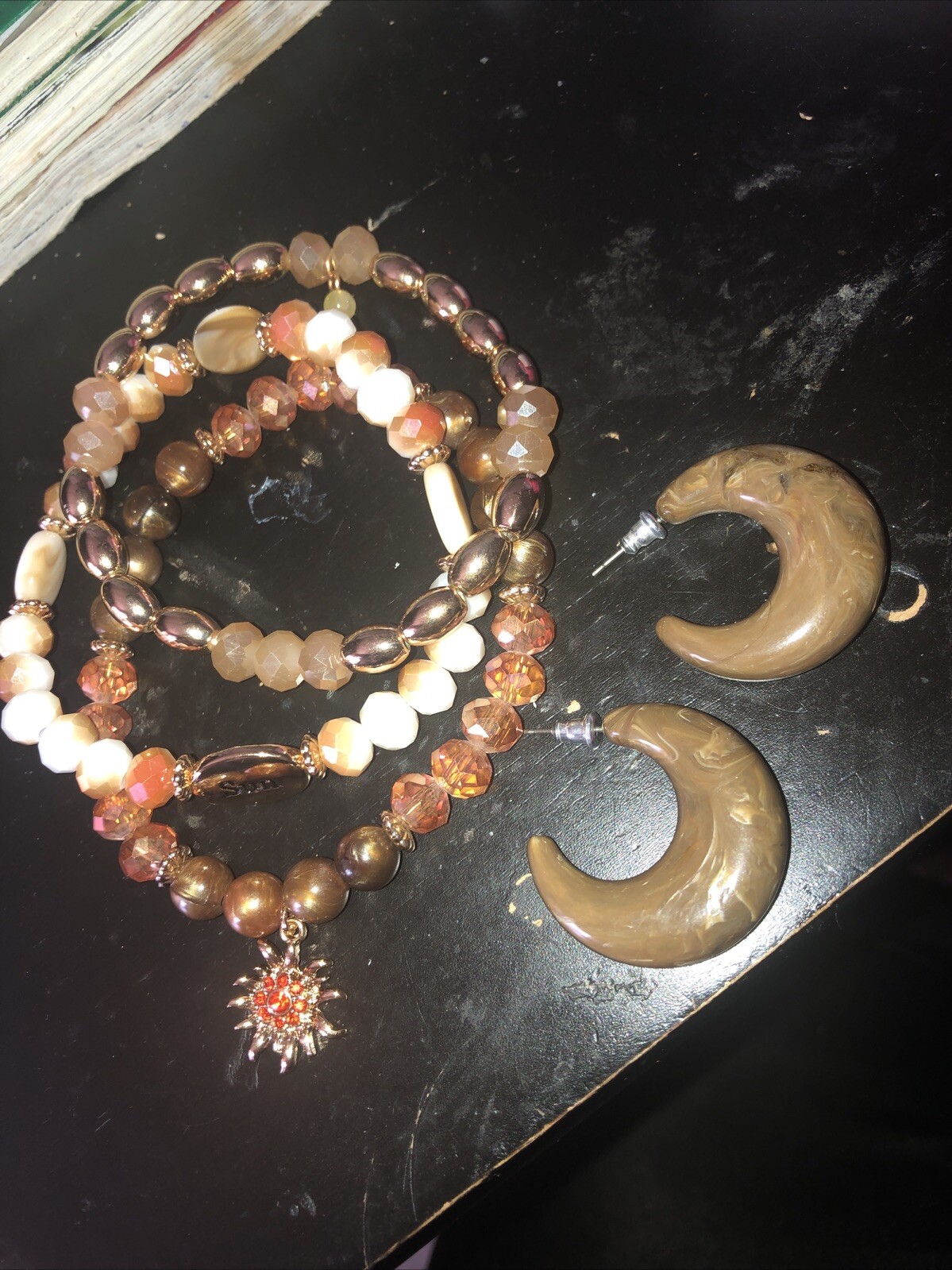 Sun Celestial Charm Bracelets 3 fits up to size 8 and 1 1/2 inch Hoop earrings
