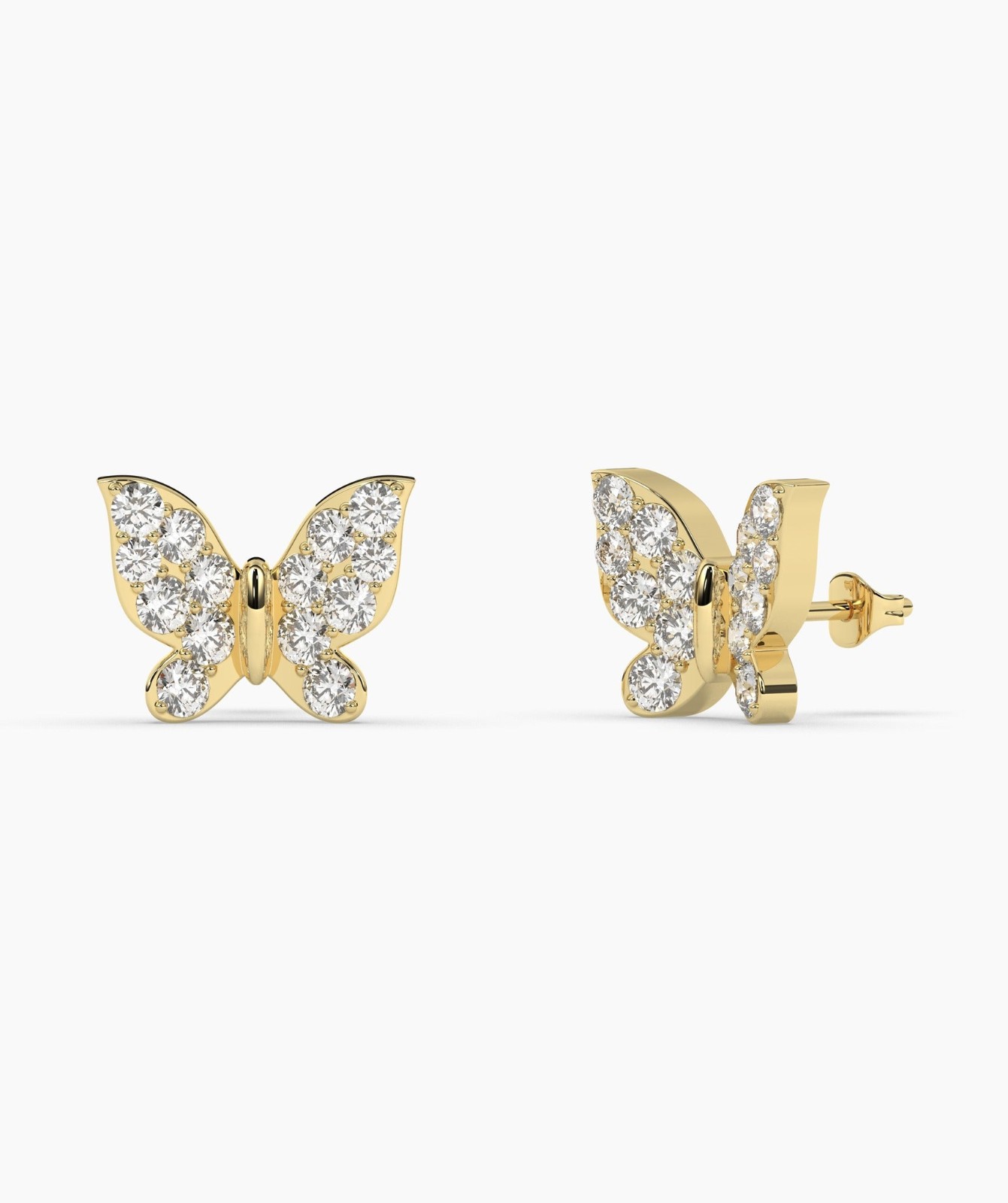 0.24 CT Round Lab Grown Diamond 14K Gold Butterfly Stud Fine Earrings For Woman