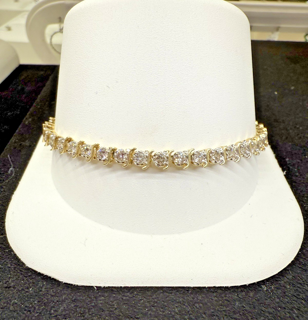 14k Yellow Gold 43 Diamonds 2.5 Ct S-Link Tennis Bracelet 7.5″ 8.8 grams