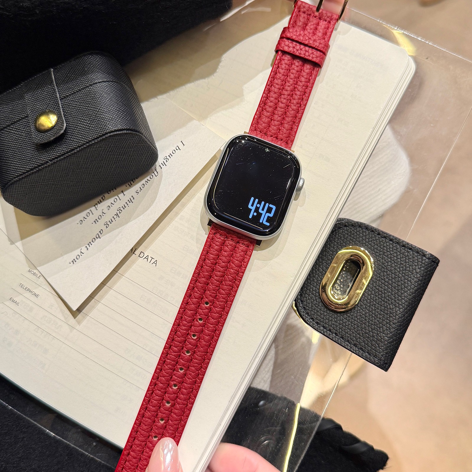 Premium Lychee Pattern Leather Strap For iWatch Series 11 10 9 8 7 SE Ultra 3/2