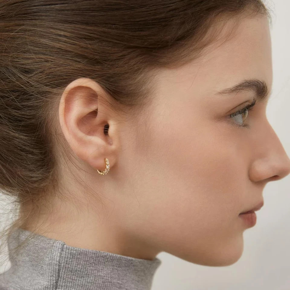 14k Yellow Gold 0.50CT Round Cut Lab Grown Diamond E Huggie Hoops Earrings