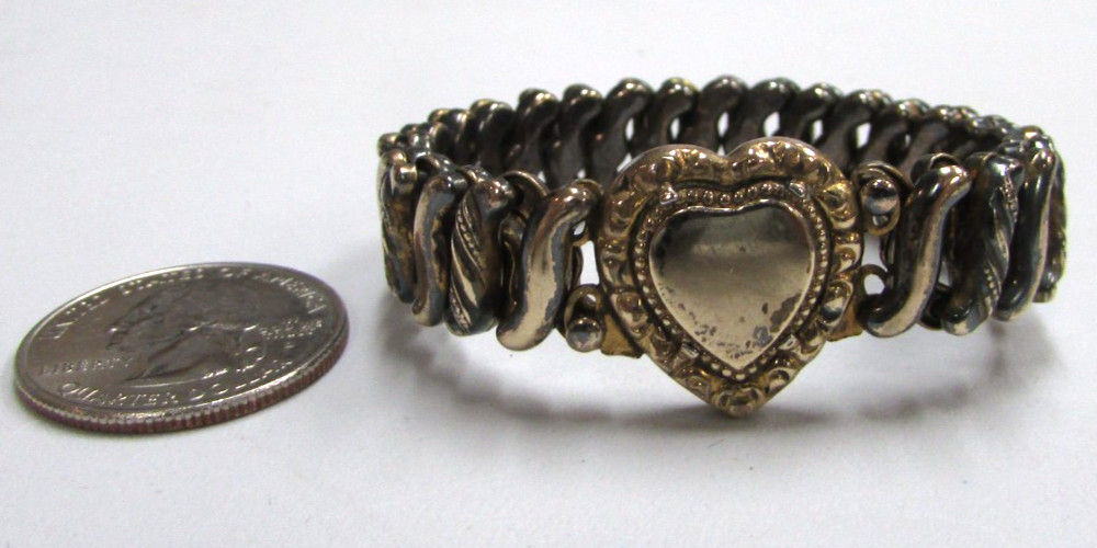 Vintage Carmen D.F.B. Sweetheart Heart Gold Filled Expansion Bracelet