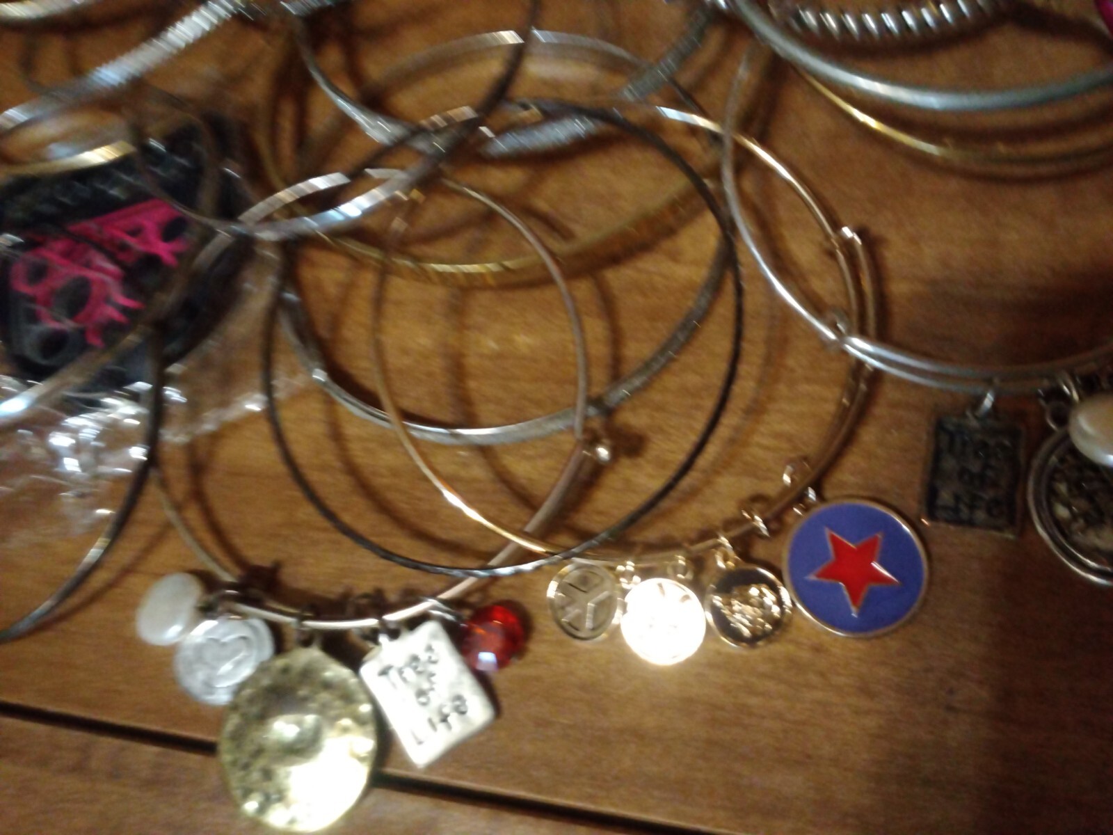 LOT BANGLE BRACELET 41 Gold Silver tone Mix Diff Age Orig Charm Color Style Type