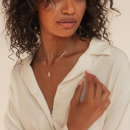 14K Gold Plated Initial Necklace for Women A-Z Dainty Pendant