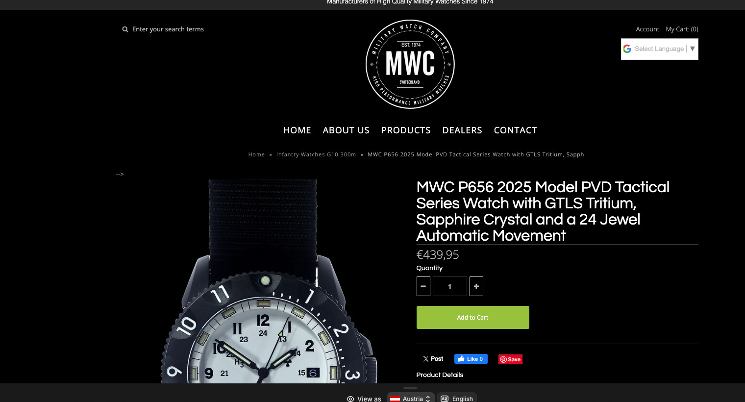 MWC P656 2025 PVD Automatic Tactical Watch with GTLS Tritium & Sapphire Crystal