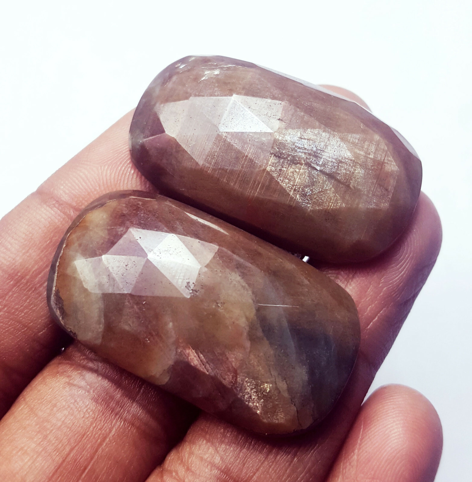 100% Natural Bi-Color Sapphire Loose Gemstone 58.85 & 58.05 Ct With Free Gift