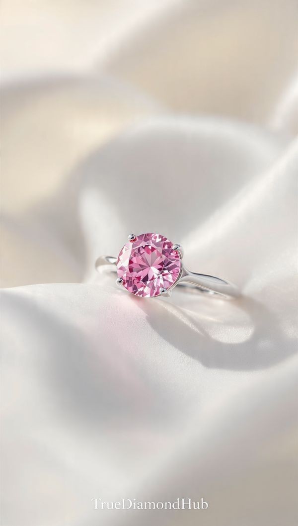 💍 2.50 Ct Pink Color Round Diamond Silve Ring Lab Grown Truediamondhub
