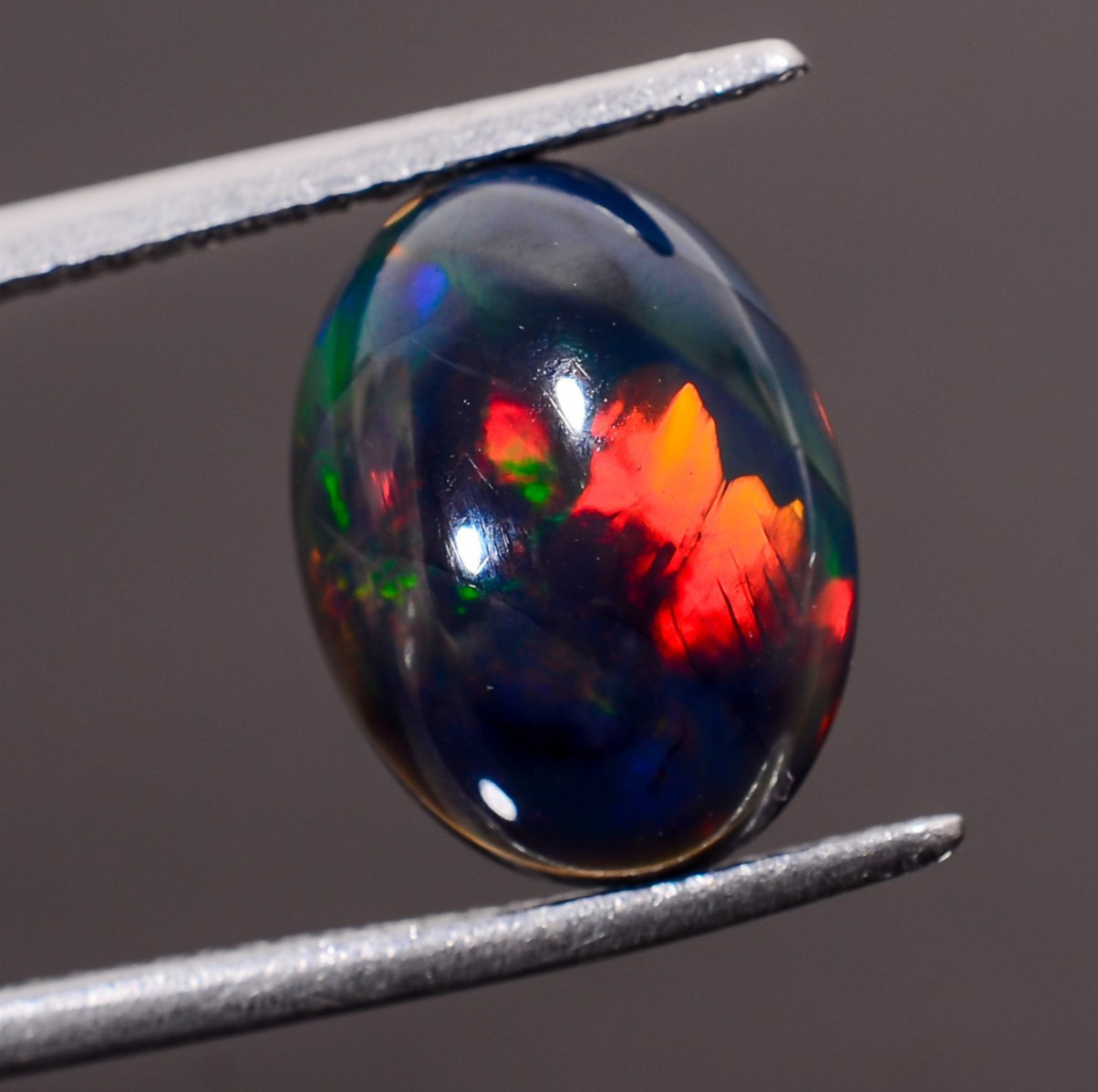 2.90 Ct Natural Black Ethiopian Opal Oval Shape Cabochon Loose Gemstone 13X9X6mm