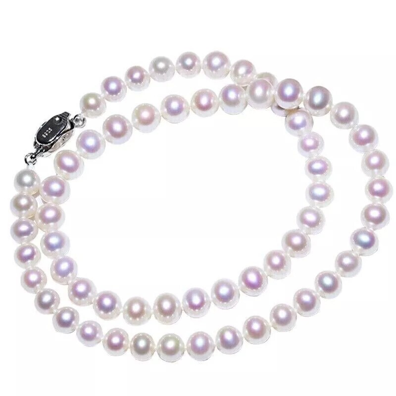 brand new AAA 6-7mm Japanese Akoya white pearl necklace 925S 16/36inch
