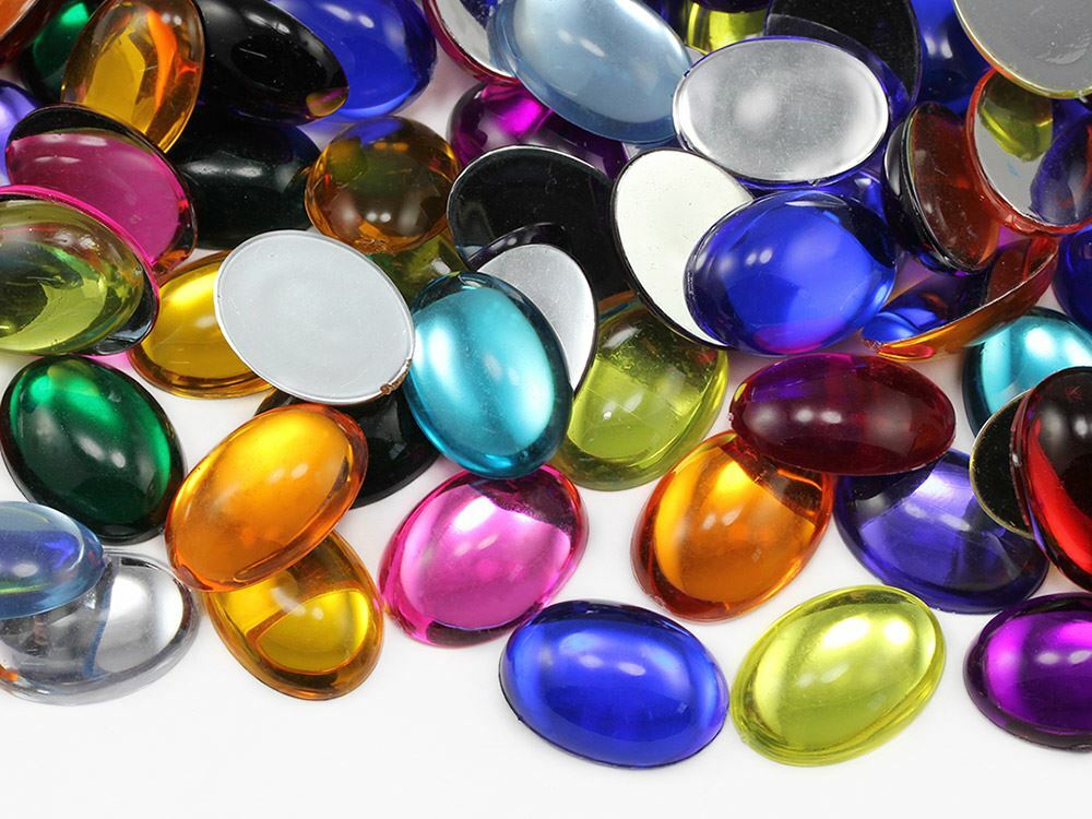 14x10mm 7/16″ x 19/32″ Flat Back Acrylic Oval Cabochon – 27 Colors – 40 PCS