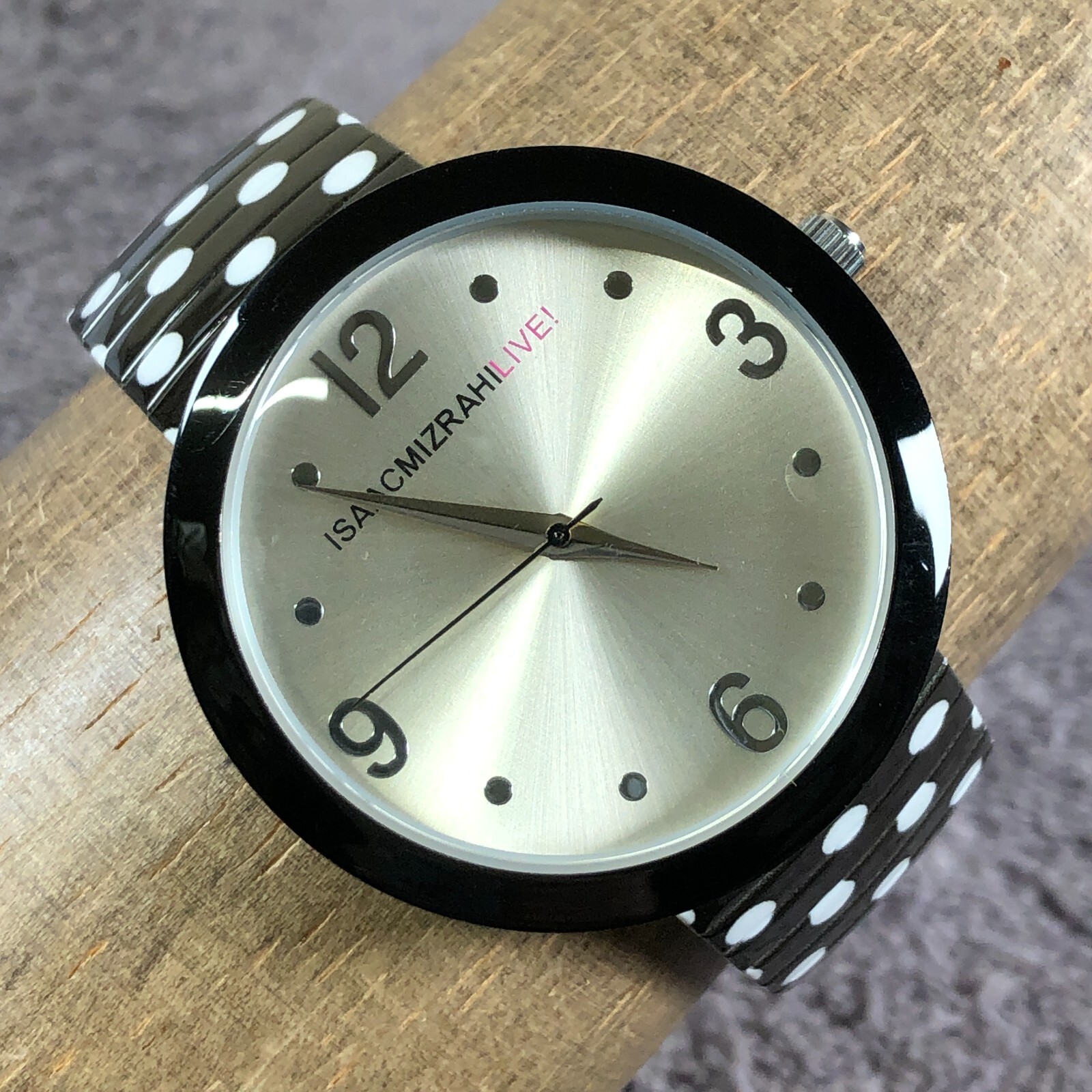 Isaac Mizrahi Live Women Polka Dot Expansion 39mm Quartz Analog Watch 6 3/4″