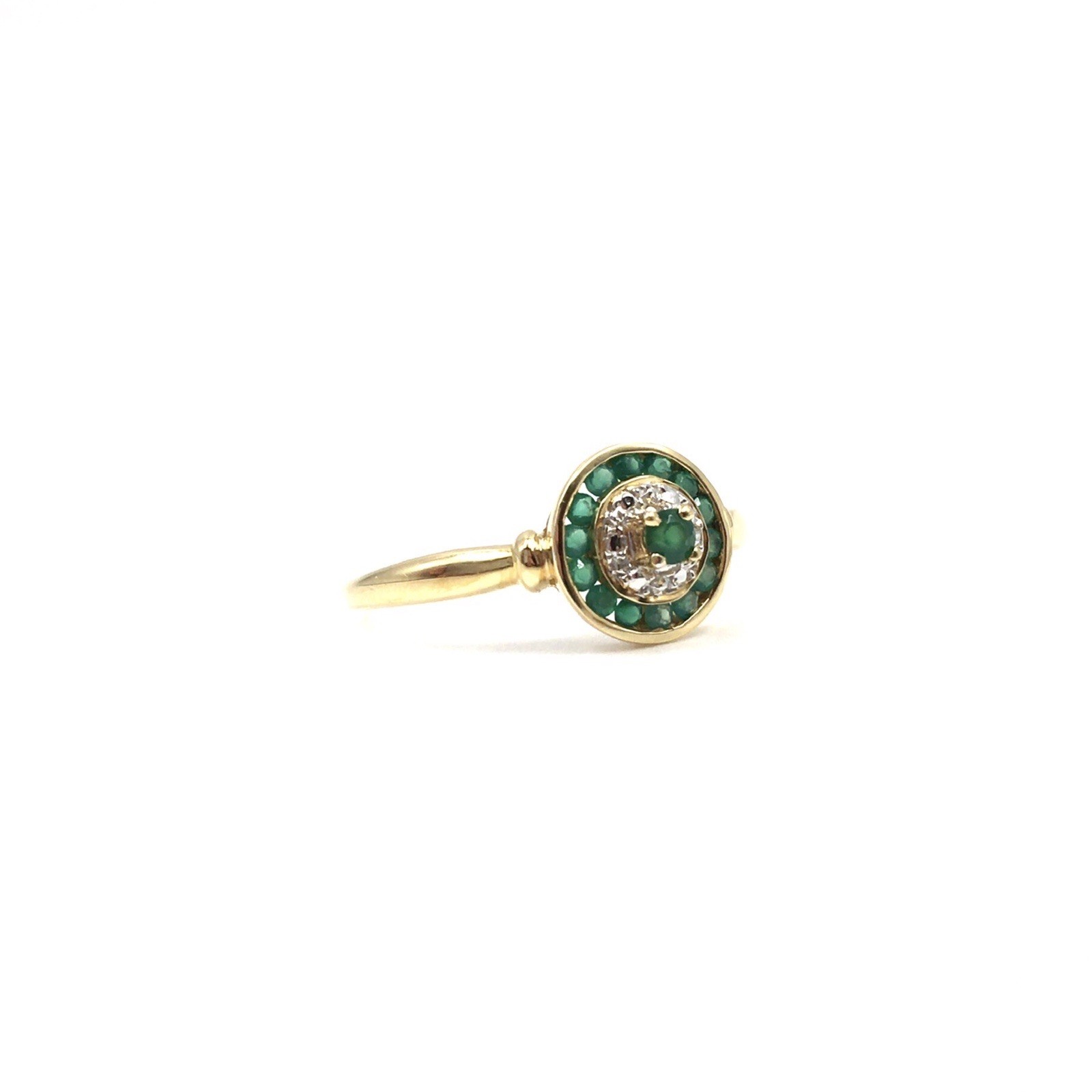 18ct yellow gold ring emerald in the style of Art Deco 750 gold jewelry 19.1mm/60