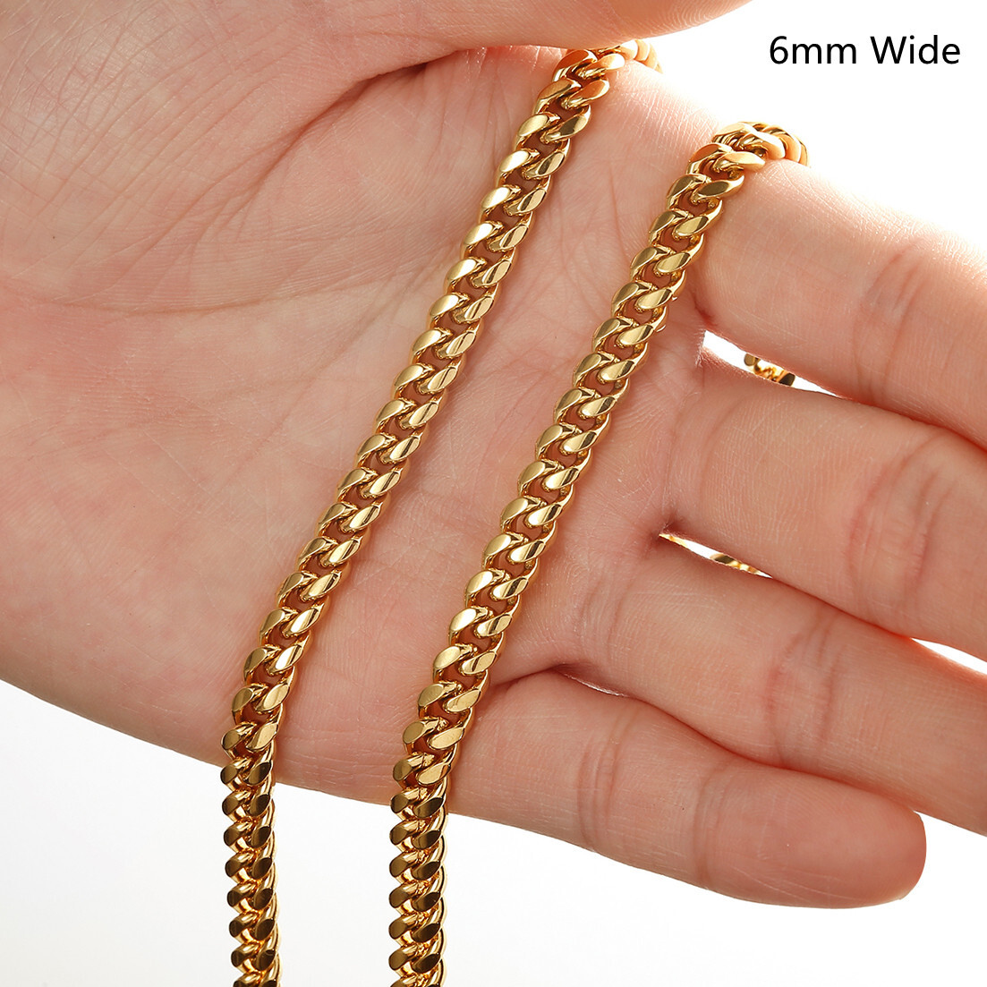 Men’s 18K Gold Plated Stainless Steel Curb Cuban LInk Chain Necklace 16-40inch