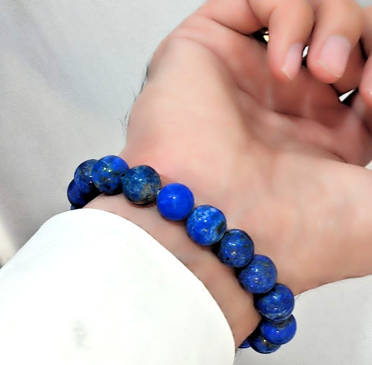 Top Quality Natural Beautiful Lapis Lazuli Gemstone Durable Elastic Bracelet
