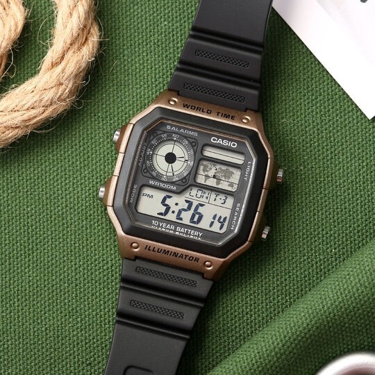 Casio AE1200WH-5AV, Chronograph Watch, Illuminator, 5 Alarms, 10 Year Battery