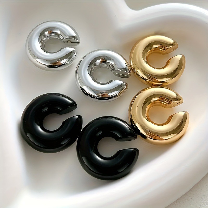 Women’s Chunky Ear Cuffs Ins Style Fashion Earrings Gold Silver Black