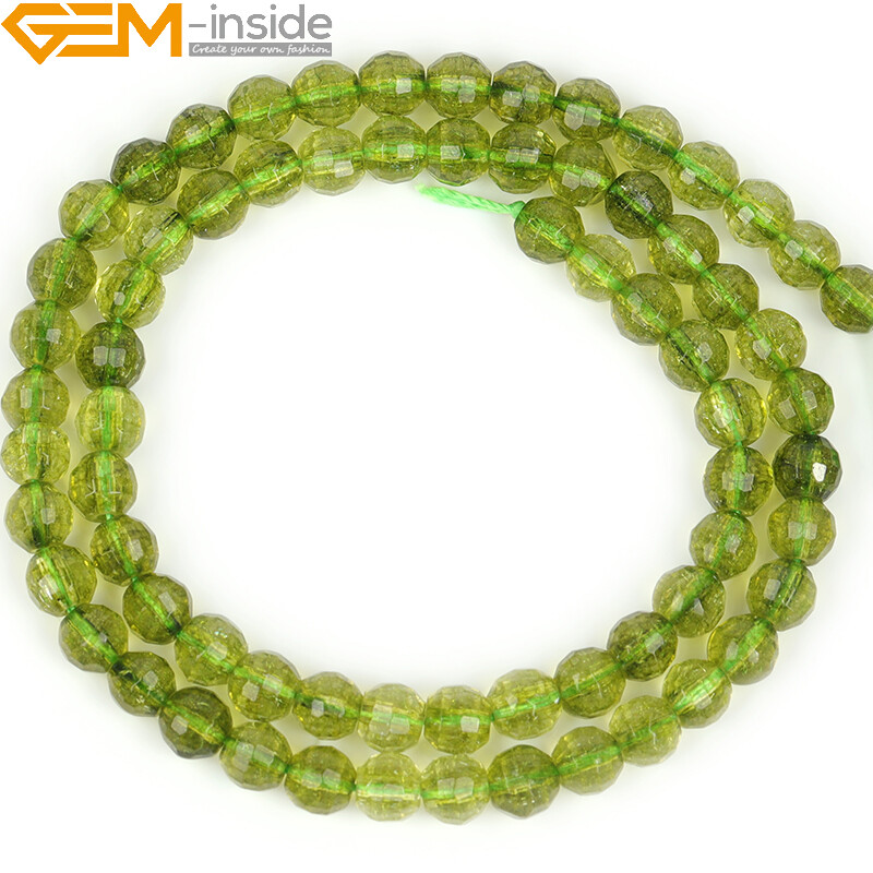 Faceted Gemstone Green Peridot Loose Beads For Jewelry Making Strand 15″In Lots