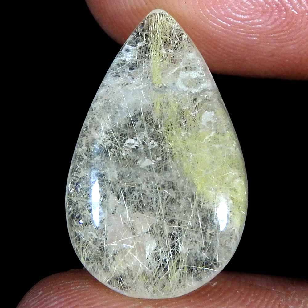 13.90Cts100%Natural Golden Rutile Quartz Pear Cabochon Loose Gemstone