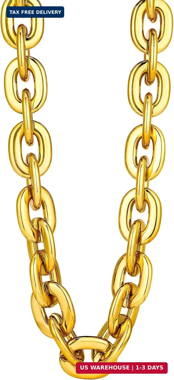 Halloween Plastic Chain Necklace 80s Accessories 90s Hip Hop Gold Chain for Men，