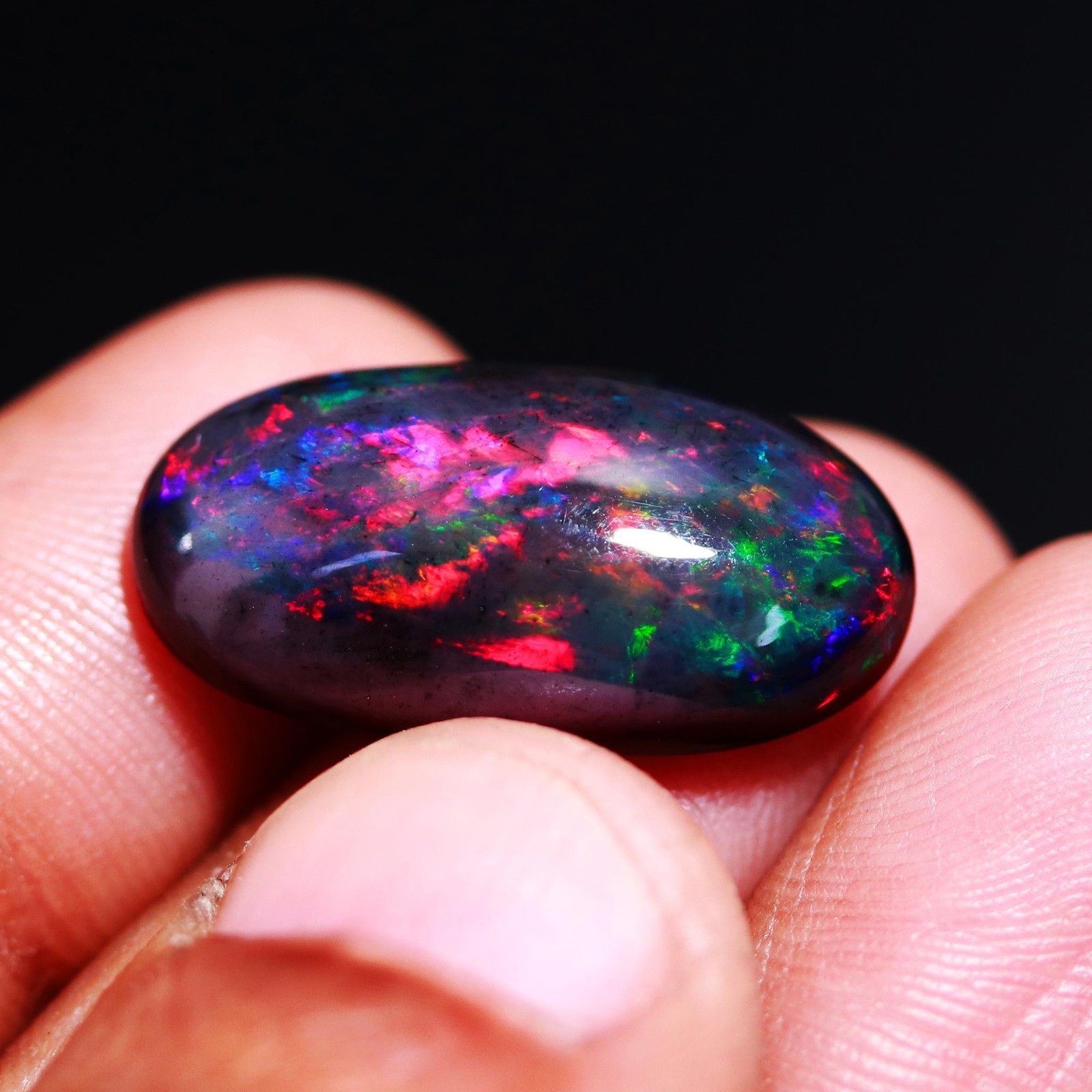 Black Ethiopian Opal Loose Gemstone Big Size 23×12.2×6.2mm 9.05ct