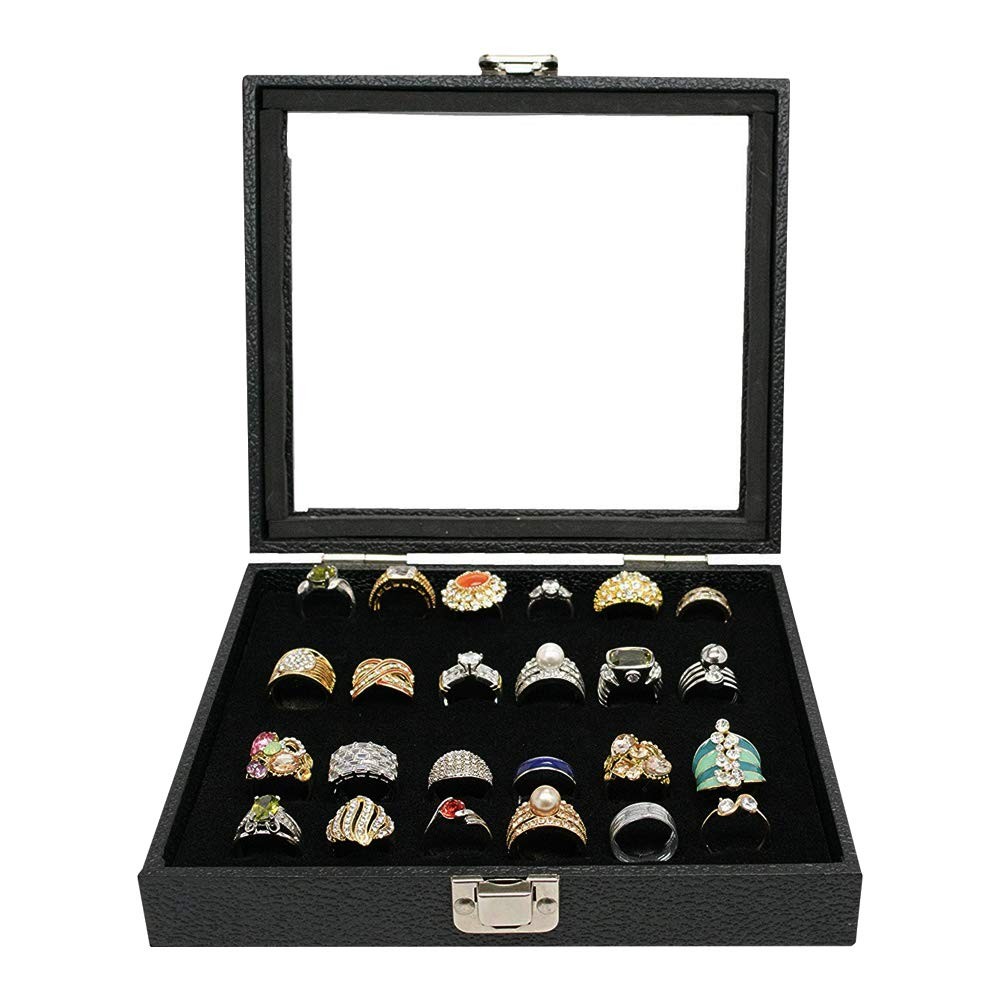 Barelove Jewelry Rings Storage Organizer Case, Black 19 x 21 x 5 cm,