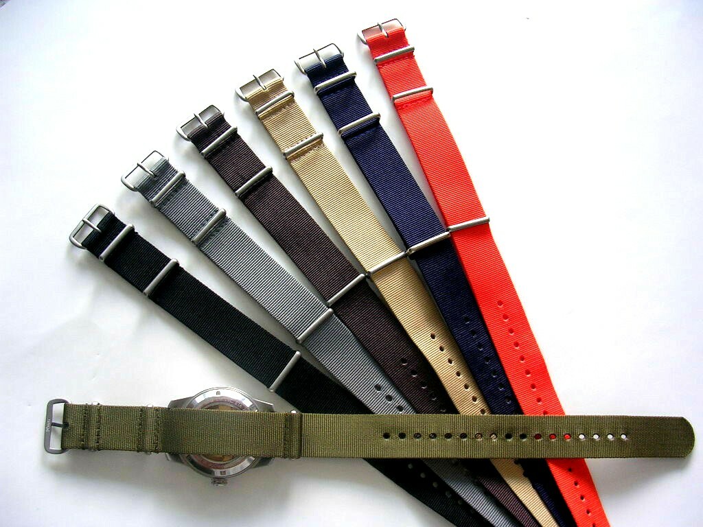 NATO G10 watch band strap Black Red stripe 20mm Premium Nylon RAF Bond IW Suisse