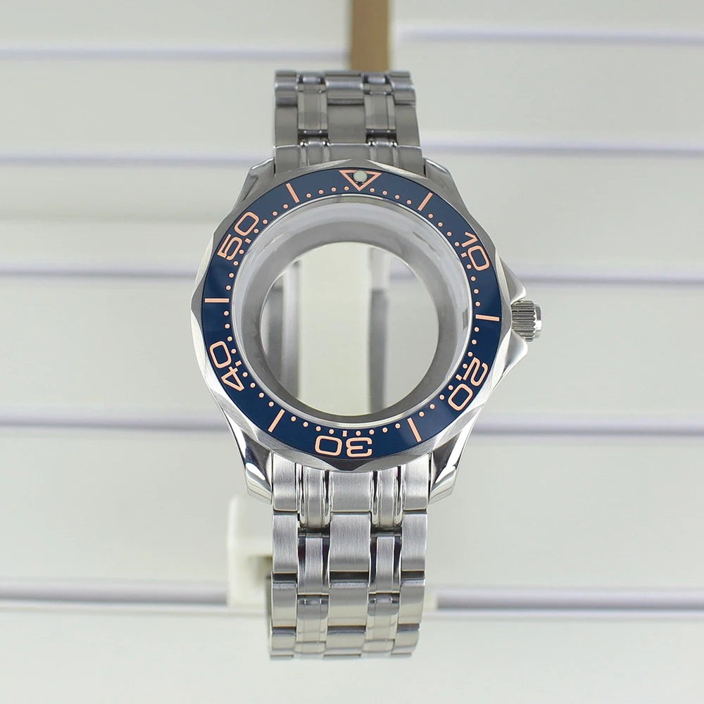 41mm Silver Watch Case 316L for Seamaster 300 NH35 NH36 NH38 NH34 Sapphire Glass