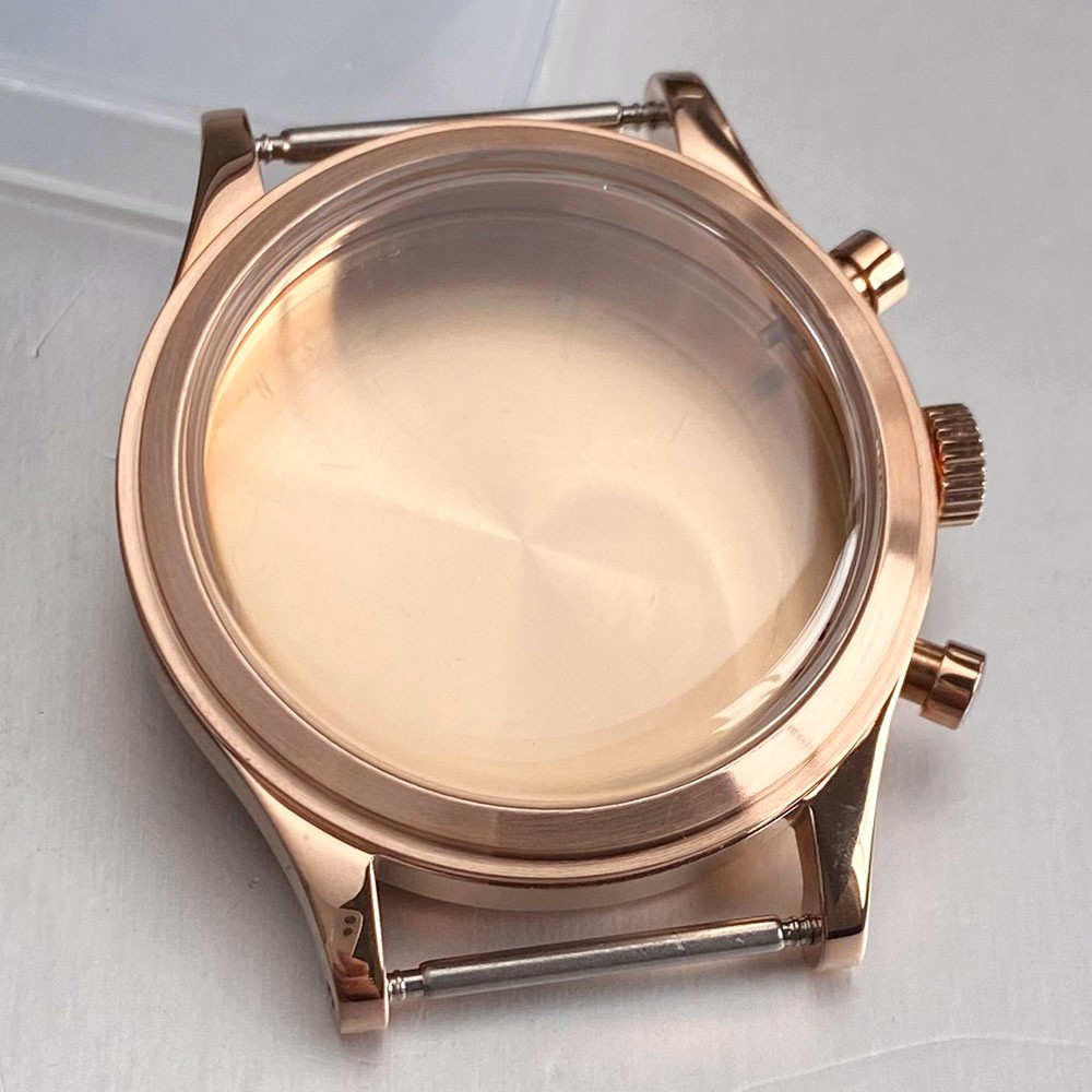 38mm Retro Stainless Steel Watch Case Dial For Miyota OS20 Chronograph Quartz