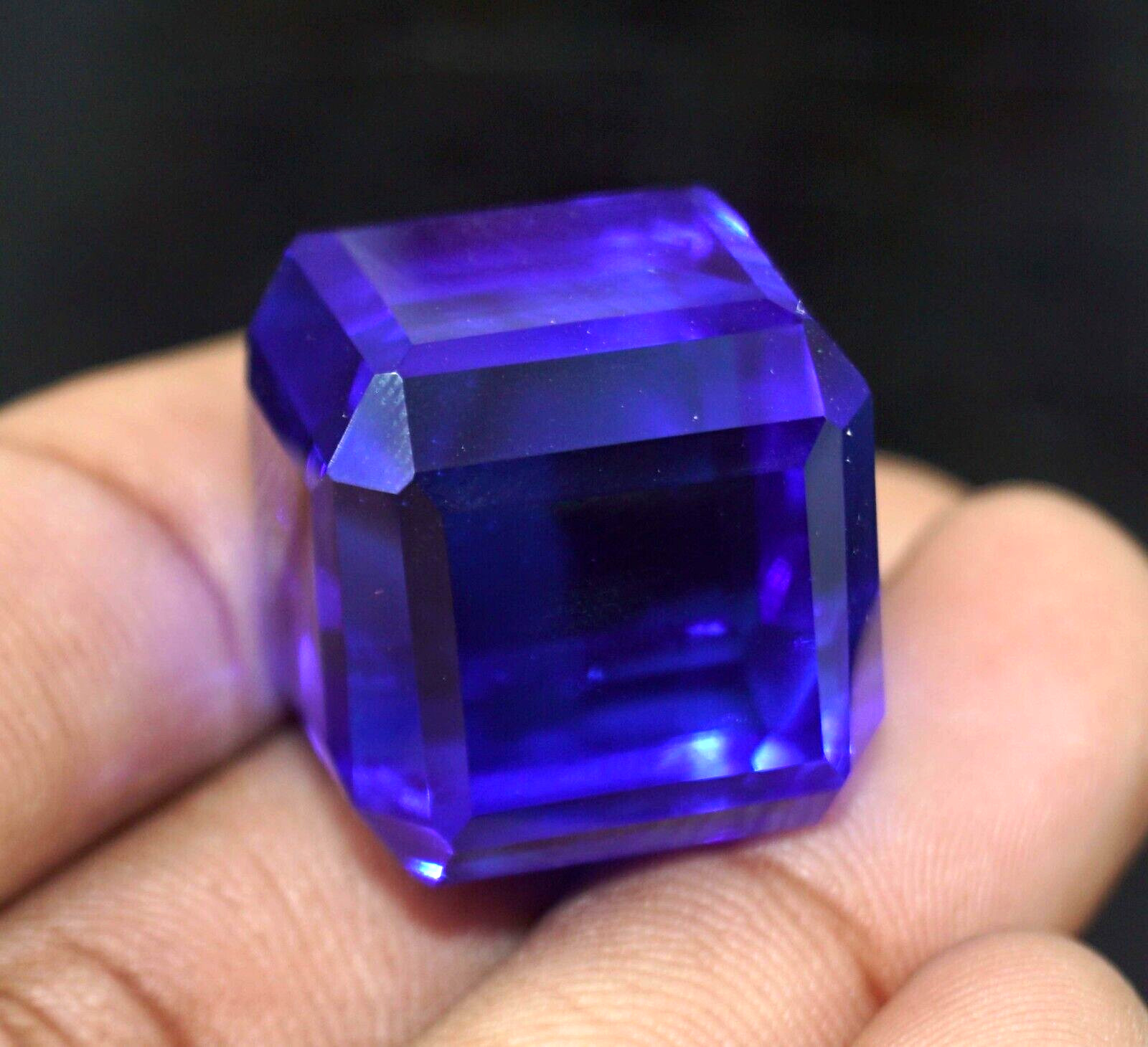 GIE Certified Natural Flawless 15.02 Ct Blue Sapphire Cube Cut Loose Gemstone