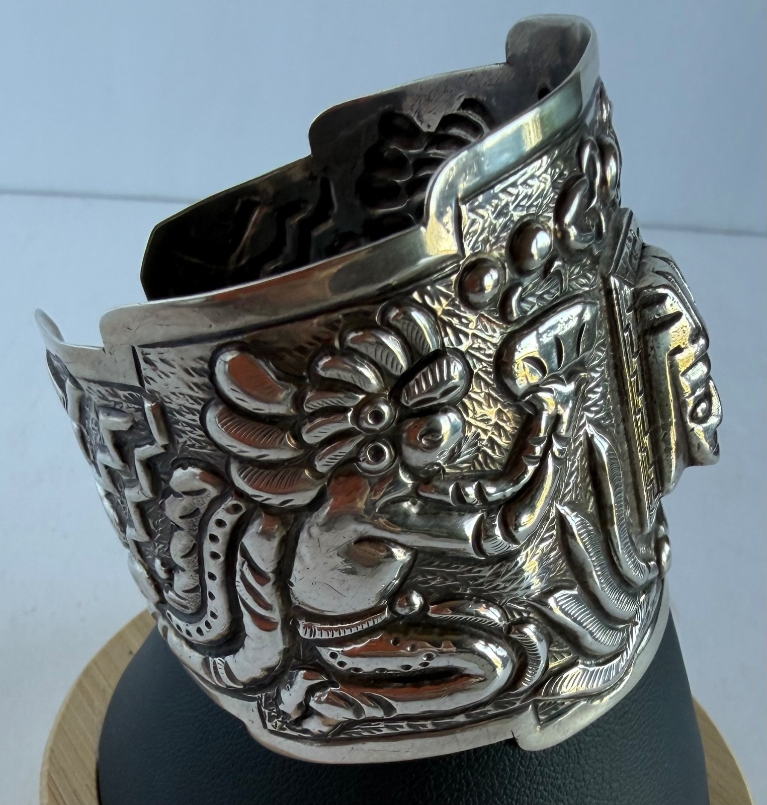 Vintage Mexican Sterling Bracelet Featuring Pre-Columbian/Aztec/ Mayan Designs