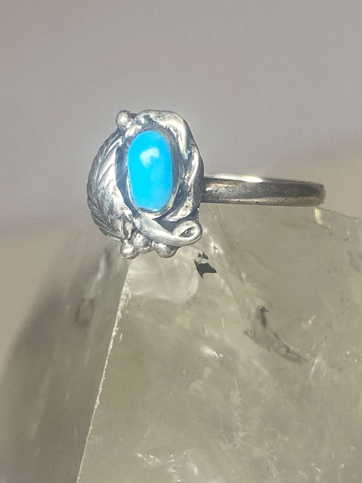 Turquoise ring southwest pinky floral leaves blossom baby children women girls