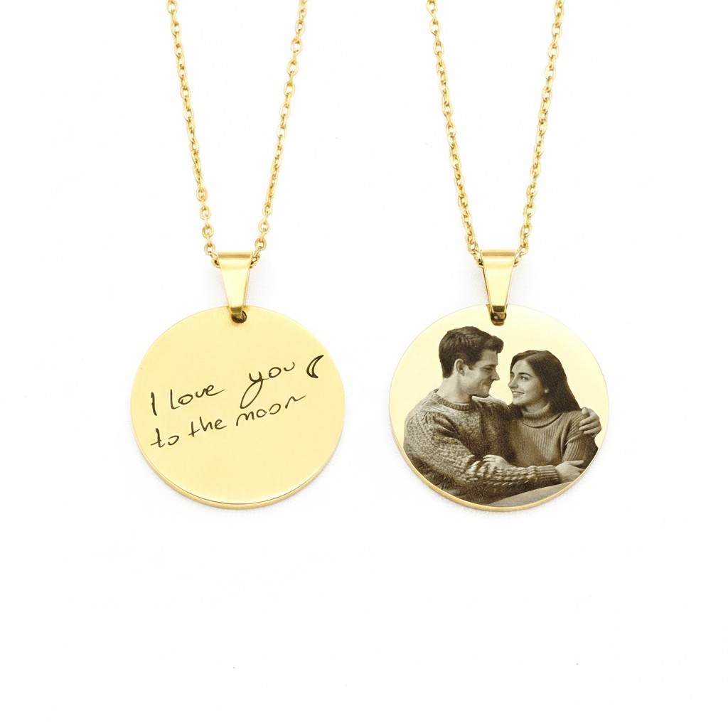 Customized Stainless Steel Laser Marked Engraved Women Pendant Necklace